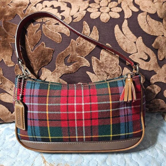 2002 Vintage Y2K Coach Demi Shoulder Bag in Scottish Plaid Wool Purse - Picture 1 of 6